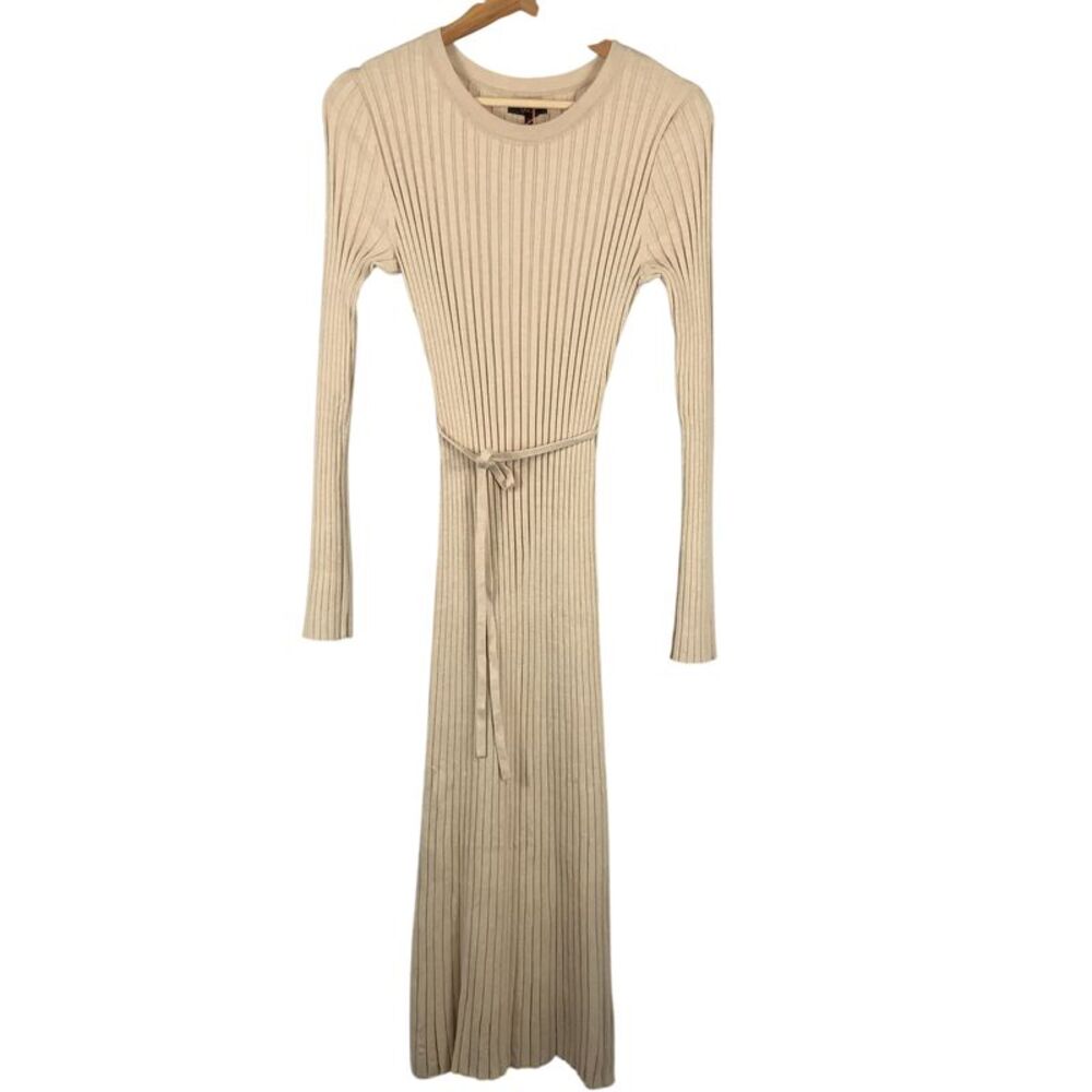 Quince Cotton Cashmere Long Sleeve Crew Dress Cream M-81775759968-1355083-$69
